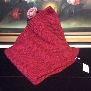 NWT Talbots WOMEN'S chunky knit loop Infinity acrylic wool winter SCARF RED XI
